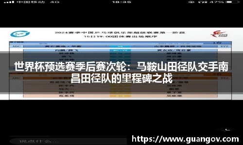 世界杯预选赛季后赛次轮：马鞍山田径队交手南昌田径队的里程碑之战